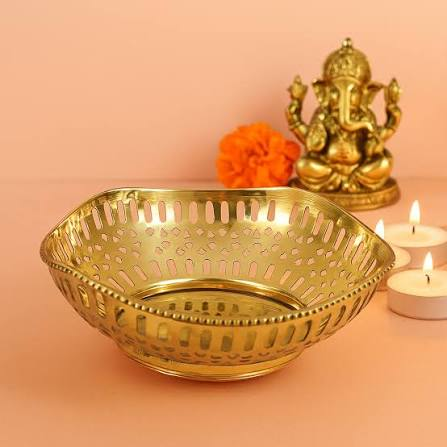 Decorative Pierced Brass Fruit Bowl